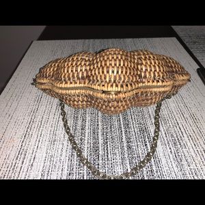 KAYU Jane wicker shell clutch